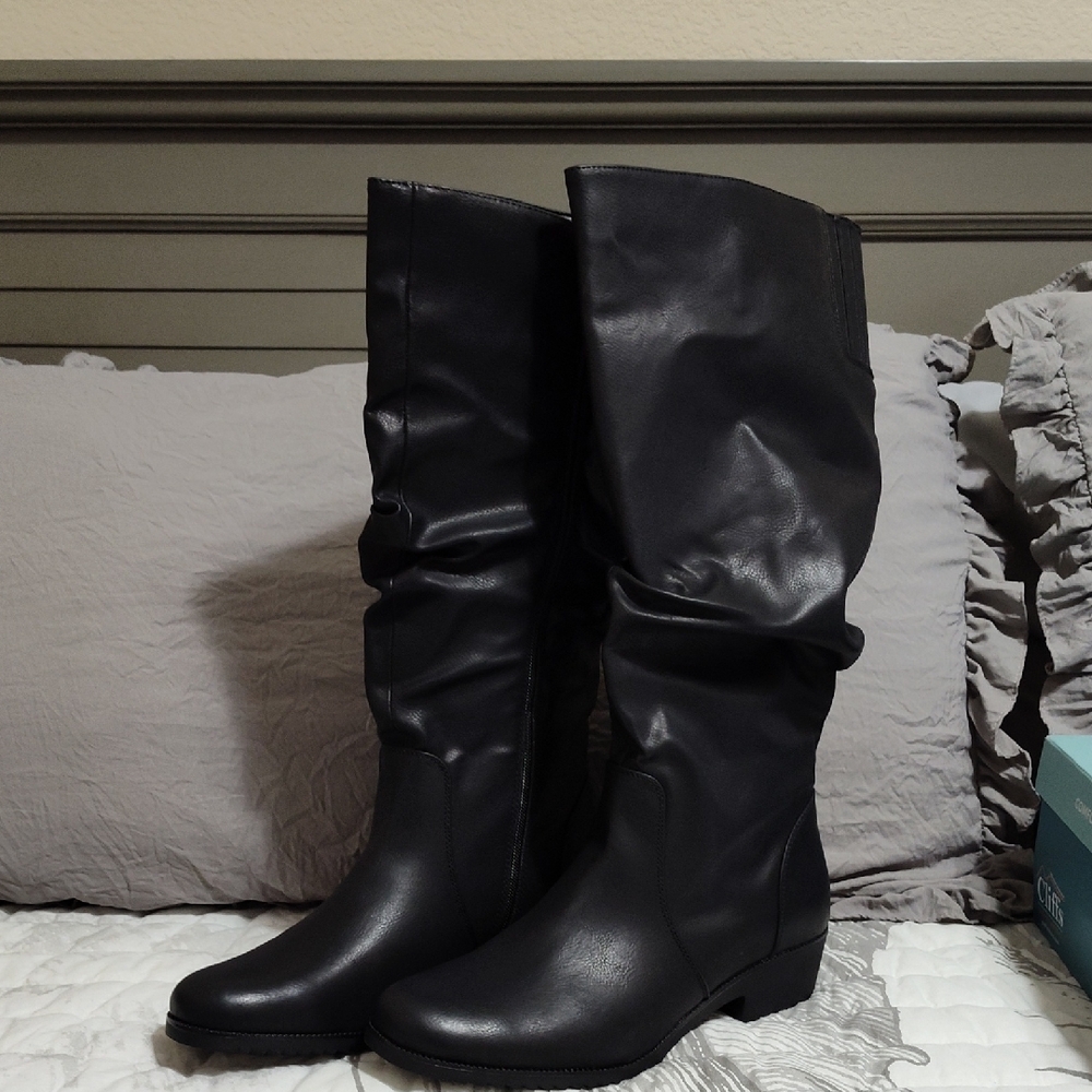 White Mountain Cliffs Black Knee High Slouch Boots (NWOT) - Picture 2 of 8